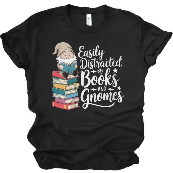 Easily Distracted By Books And Gnomes Unisex Jersey T-Shirt