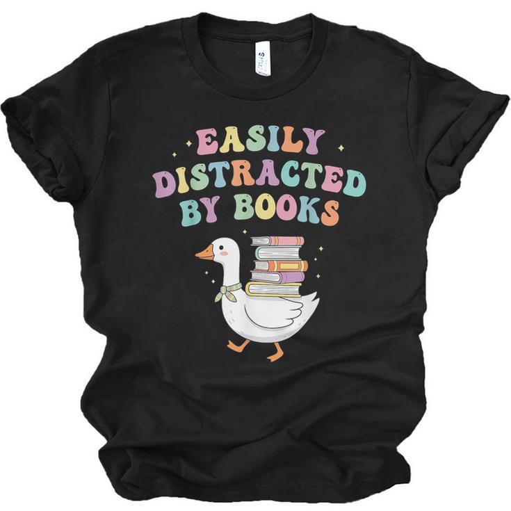 Easily Distracted By Books Silly-Goose Bookish Library Read Unisex Jersey T-Shirt