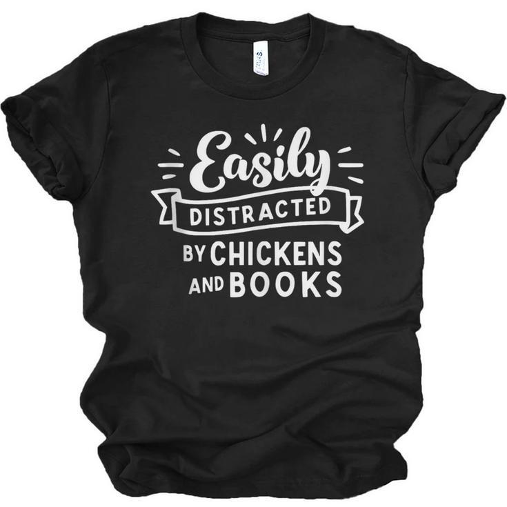 Easily Distracted By Chickens And Books Farm Unisex Jersey T-Shirt