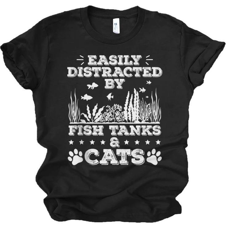 Easily Distracted By Fish Tanks And Cats Lover Introvert Unisex Jersey T-Shirt