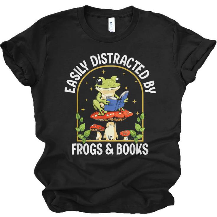 Easily Distracted By Frogs And Books Unisex Jersey T-Shirt