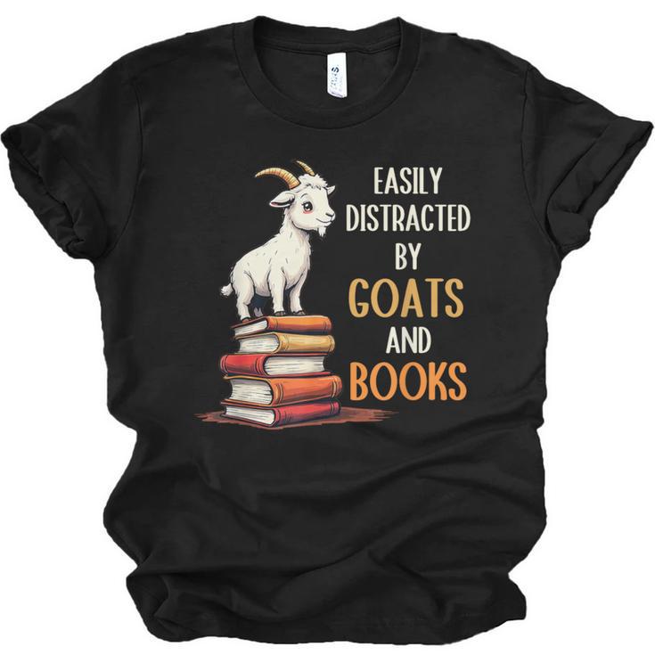 Easily Distracted By Goats And Books Goats And Book Reading Unisex Jersey T-Shirt