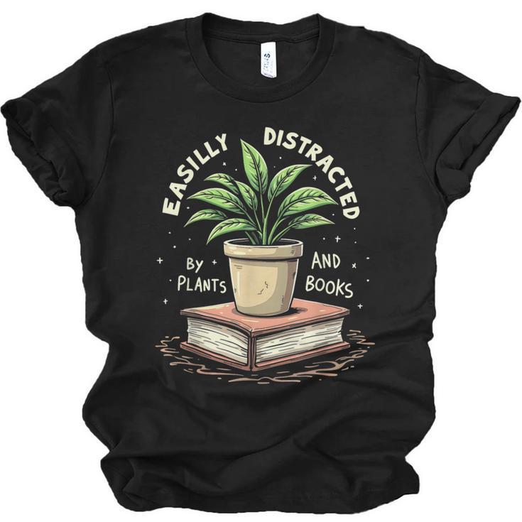 Easily Distracted By Plants And Books Unisex Jersey T-Shirt