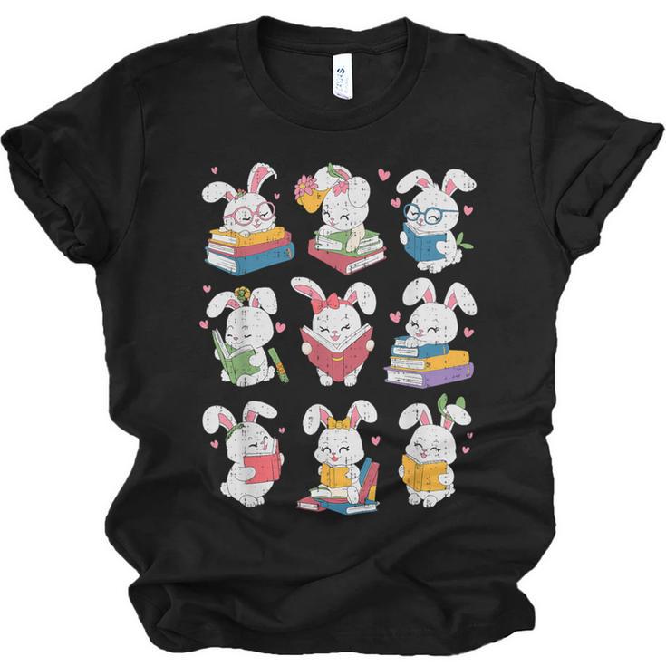 Easter Teacher Cute Bunny Reding Books Librarian Bookworm Unisex Jersey T-Shirt