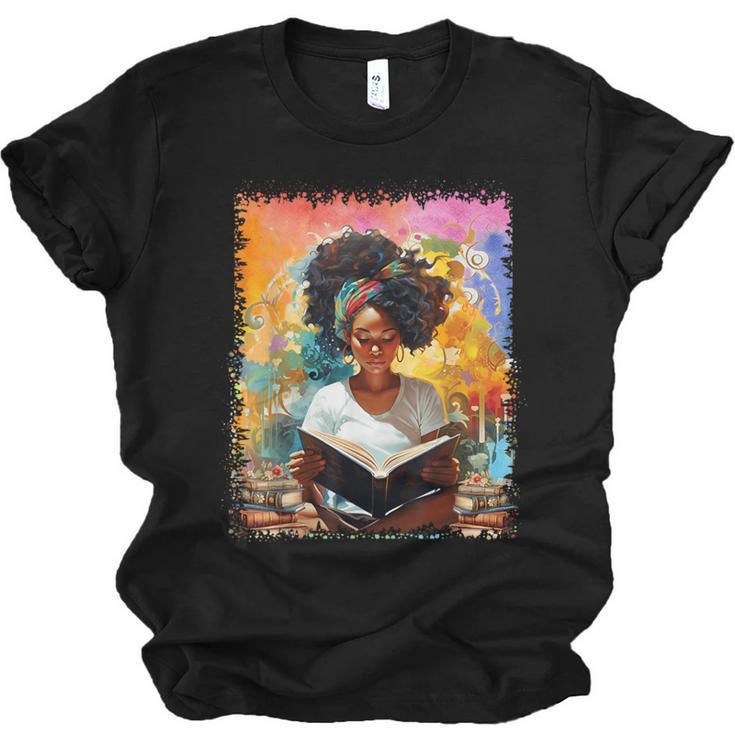 Educated Afro Girl Reading Book Lover History Month Unisex Jersey T-Shirt