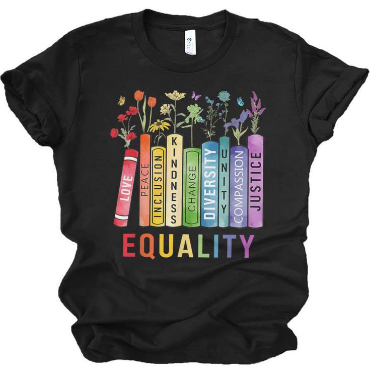 Equality Books Peace Love Compassion LGBT Gay Lesbian Pride Unisex Jersey T-Shirt
