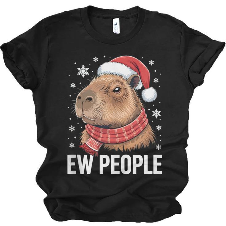 Ew People Capybara Christmas Introvert Holiday Humor Unisex Jersey T-Shirt