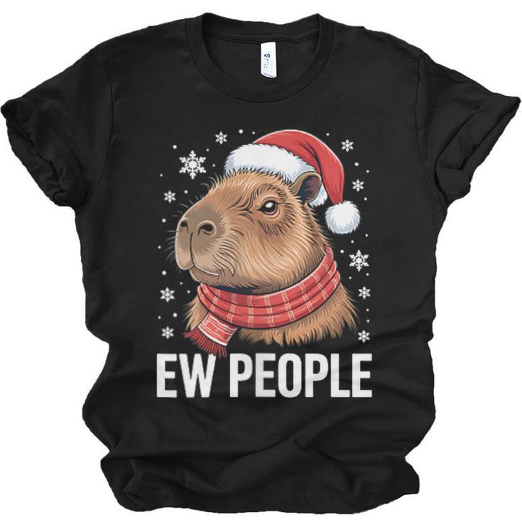 Ew People Capybara Christmas Introvert Holiday Humor Unisex Jersey T-Shirt