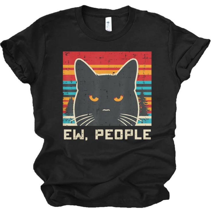 Ew People Cat Saying Introvert Women Men Kids Unisex Jersey T-Shirt
