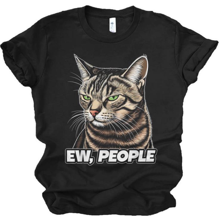 Ew People Cat Tabby Cat Antisocial Grumpy Introvert Unisex Jersey T-Shirt