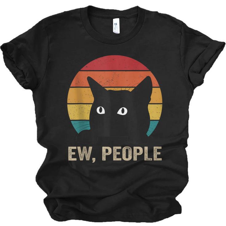 Ew People Introvert Cat Lover Cat Lady Vintage Unisex Jersey T-Shirt