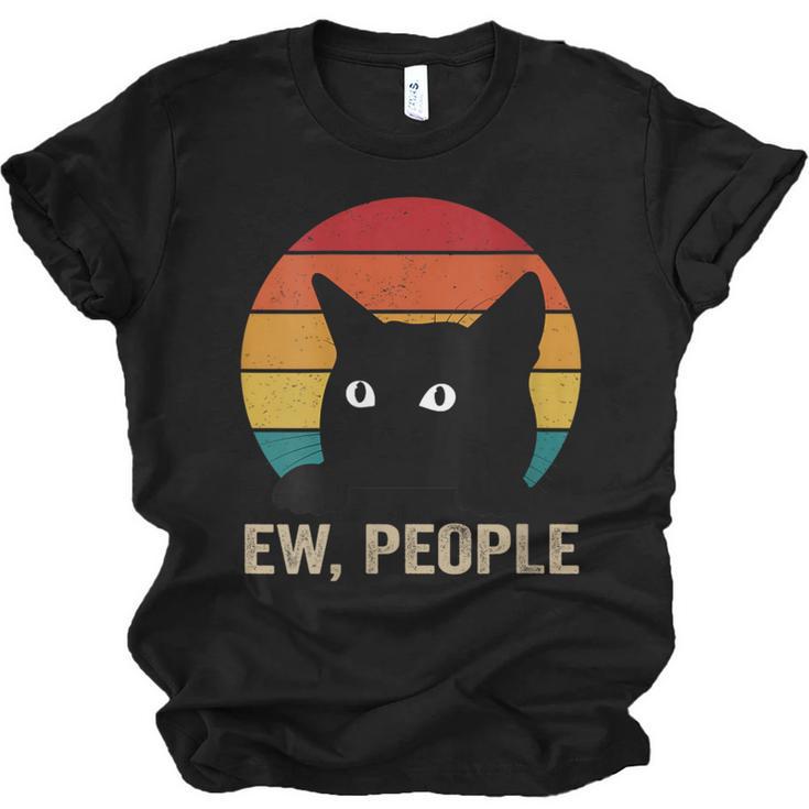 Ew People Introvert Cat Lover Cat Lady Vintage Unisex Jersey T-Shirt