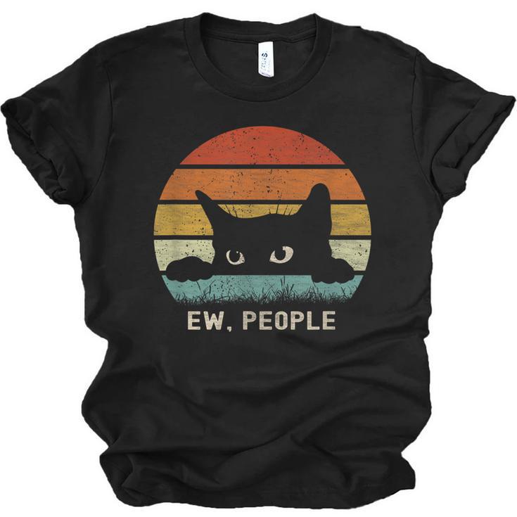 Ew People Retro Cat Cat Lover Introvert Unisex Jersey T-Shirt