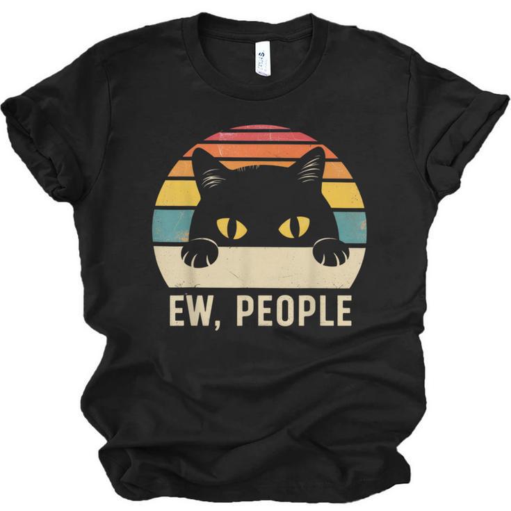 Ew People Retro Cat Vintage Anti-Social Introvert Unisex Jersey T-Shirt