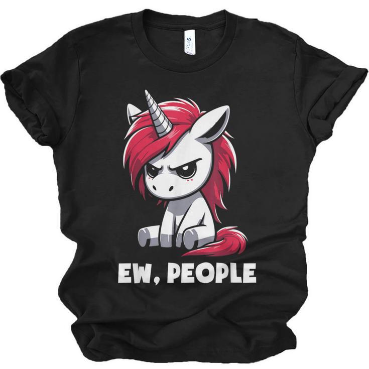 Ew People Unicorn Sarcastic Humor Introvert Unisex Jersey T-Shirt