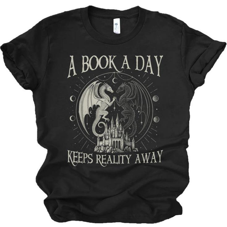 Fantasy Book Club Dragon Reader Book A Day Keep Reality Away Unisex Jersey T-Shirt