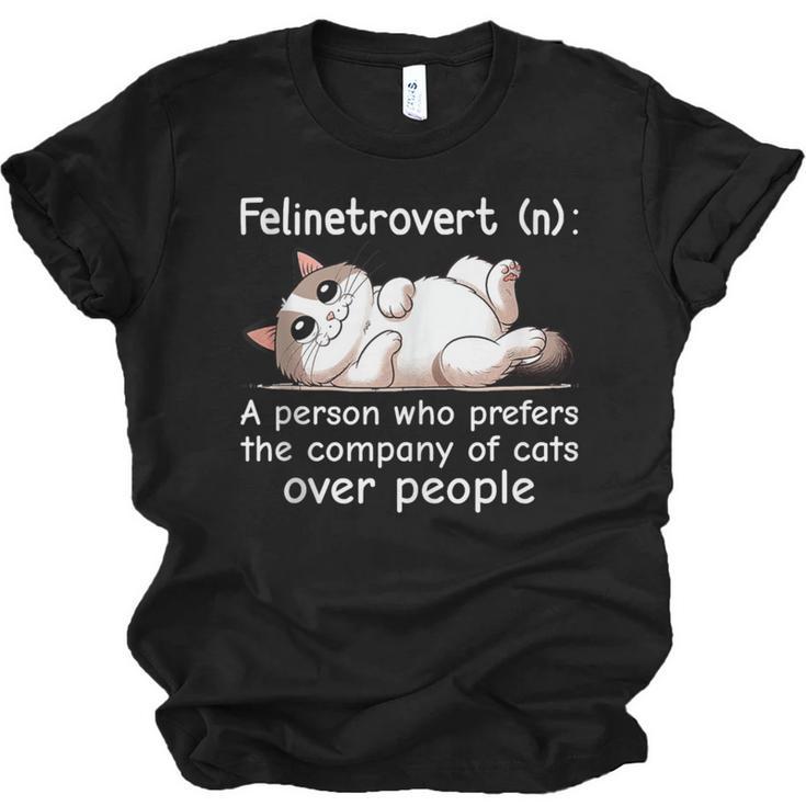 Felinetrovert Definition Cat Lover Introvert Humor Cats Unisex Jersey T-Shirt