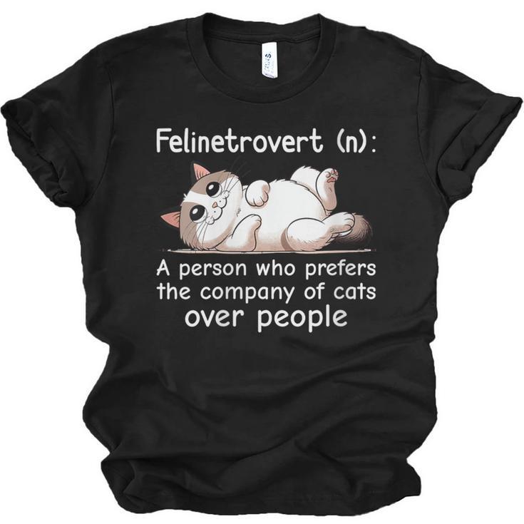 Felinetrovert Definition Cat Lover Introvert Humor Cats Unisex Jersey T-Shirt