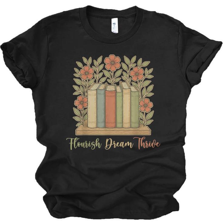 Flourish Dream Thrive Resist 84 67 Book Reading Nature Lover Unisex Jersey T-Shirt
