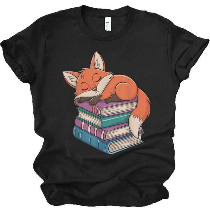 Fox Reading Book Pajama Sleep Unisex Jersey T-Shirt