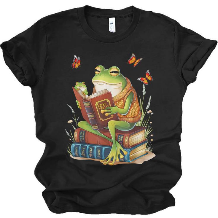 Frog & Toad Fishing Vintage Classic Book Frog Reading Book Unisex Jersey T-Shirt