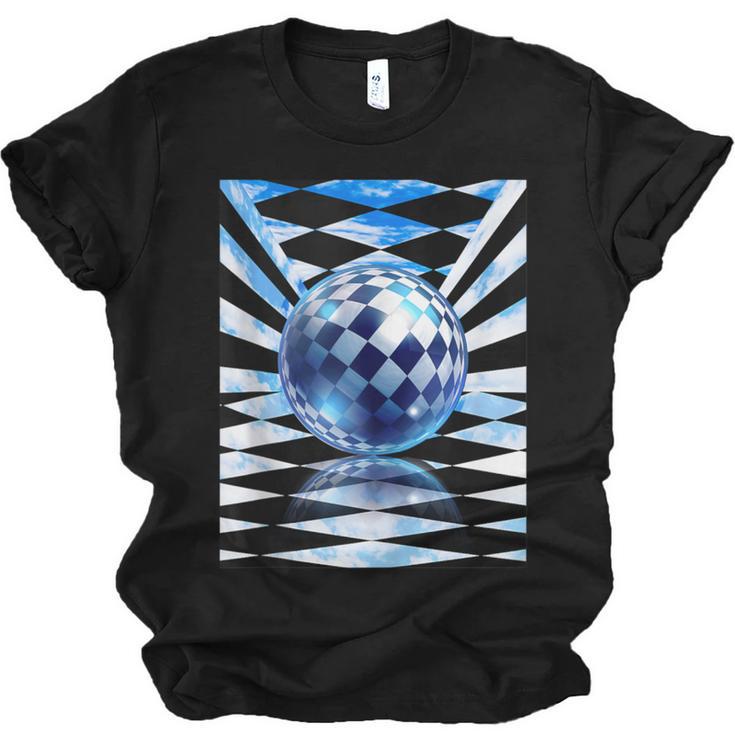 Frutiger Aero Aesthetic Tech Checkered Room Orb Sky Unisex Jersey T-Shirt