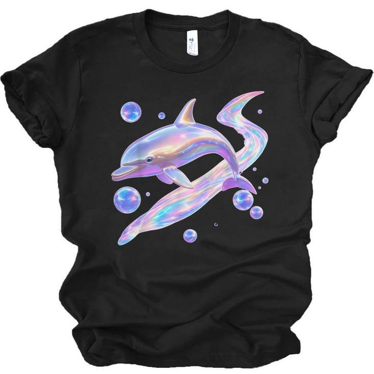 Frutiger Aero Y2K Chrome Dolphin Unisex Jersey T-Shirt