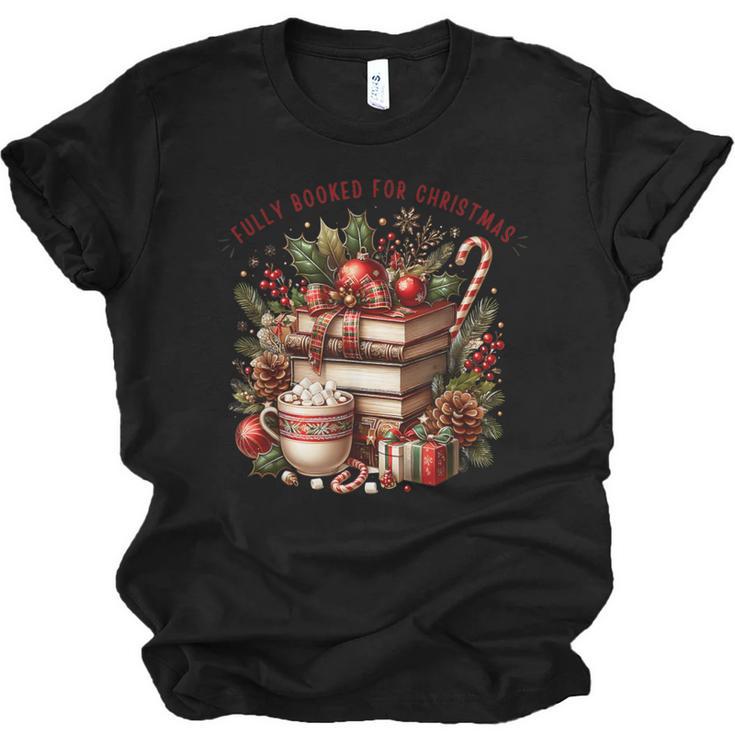 Fully Booked For Christmas Cozy Holiday Books Winter Reading Unisex Jersey T-Shirt