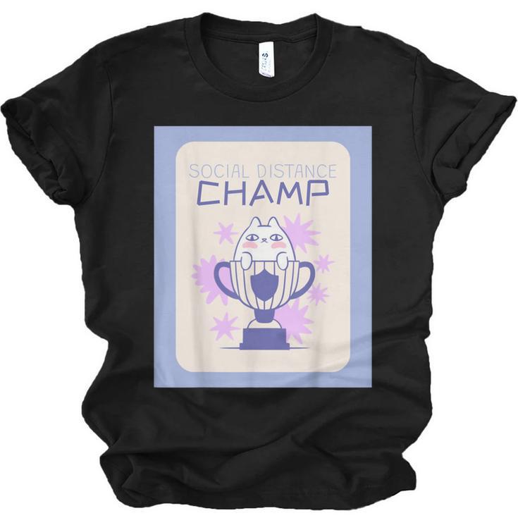 Fun Cute Introvert Cat Character Trophy For Men Women Unisex Jersey T-Shirt