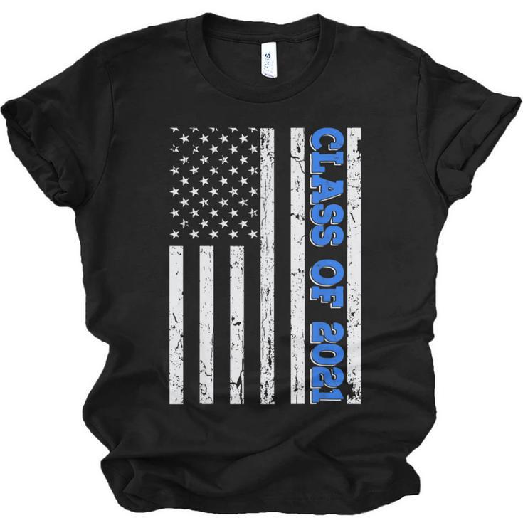 Funny Class Of 2021 American Flag Senior Graduation Unisex Jersey T-Shirt