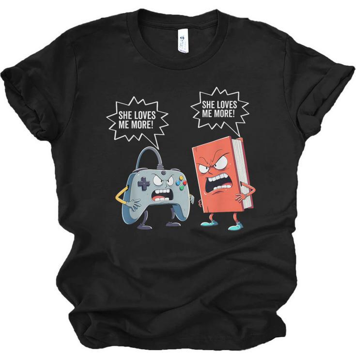 Gamer Book Lover Girl Women Bookworm Video Gaming Daughter Unisex Jersey T-Shirt