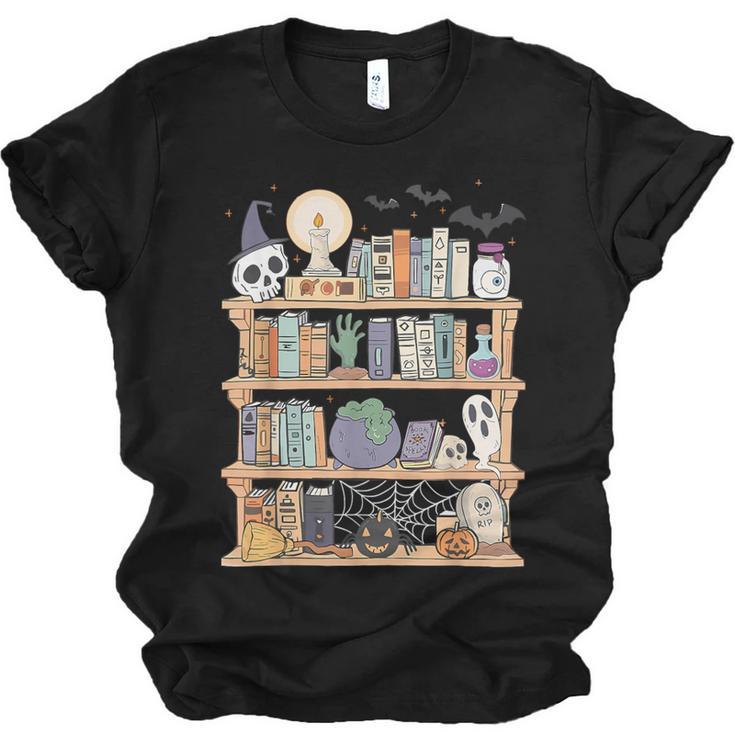 Ghost Book Reading Books Lover Teacher Happy Halloween Unisex Jersey T-Shirt