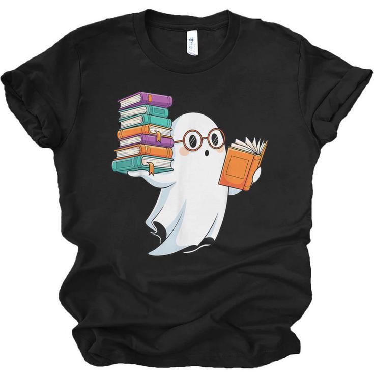Ghost Reading Books Halloween Library Unisex Jersey T-Shirt