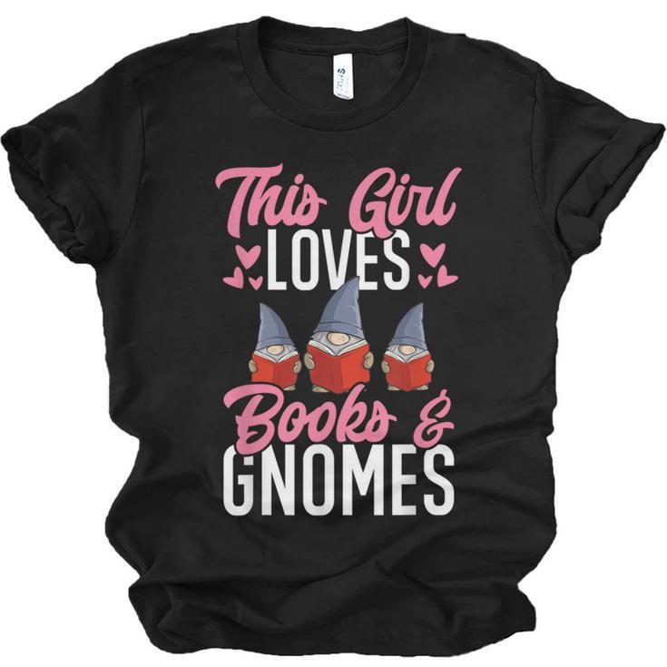 This Girl Loves Books And Gnomes Gardener Dwarf Garden Gnome Unisex Jersey T-Shirt