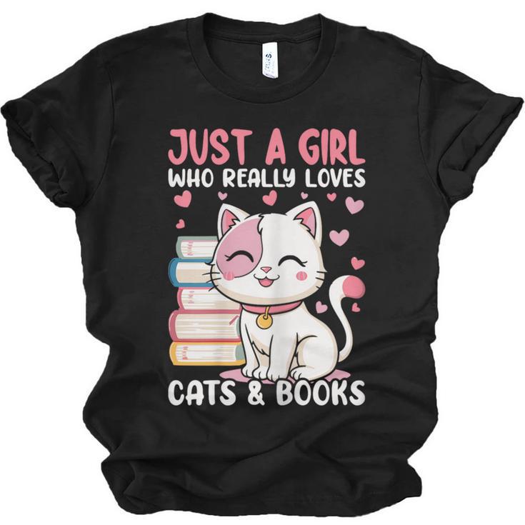 Girl Who Loves Cats And Books Cute Unisex Jersey T-Shirt