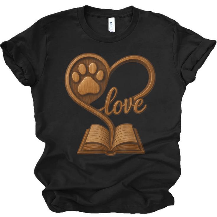 Girl Who Loves Dogs & Books Heart Dog Lover Reader Reeding Unisex Jersey T-Shirt