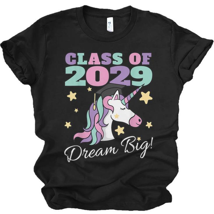 Girls Class Of 2029 Magical Unicorn Graduation Cap Unisex Jersey T-Shirt