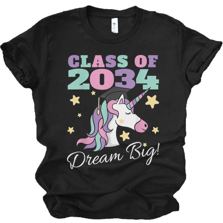 Girls Class Of 2034 Magical Unicorn Graduation Cap Unisex Jersey T-Shirt