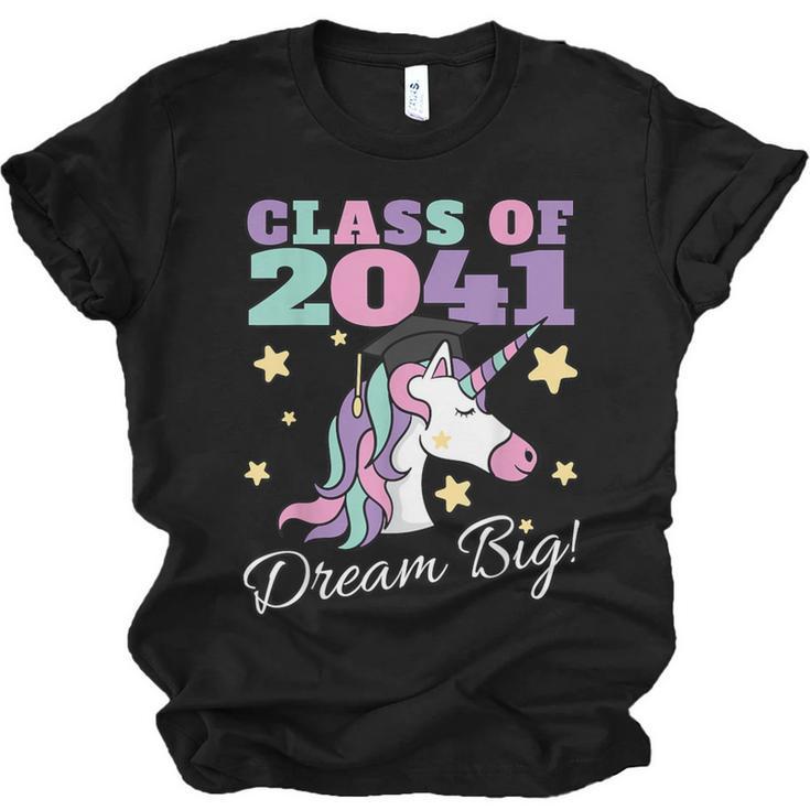 Girls Class Of 2041 Magical Unicorn Graduation Cap Unisex Jersey T-Shirt