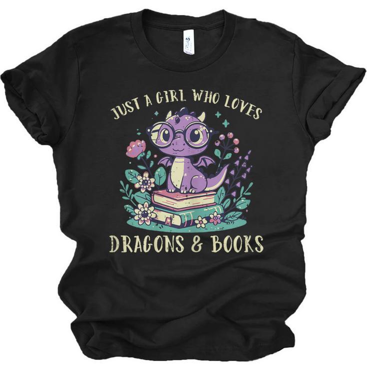 Girls Loves Dragon Books Fantasy Girls Kids Toddler Women Unisex Jersey T-Shirt