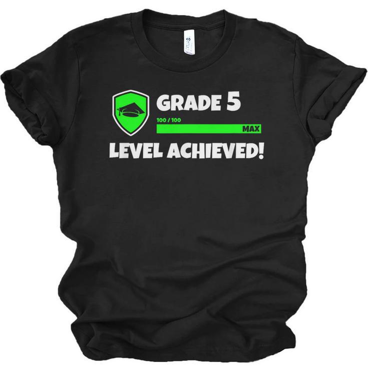 Grade 5 Level Achieved Video Gamer 5th Grade Graduation Unisex Jersey T-Shirt