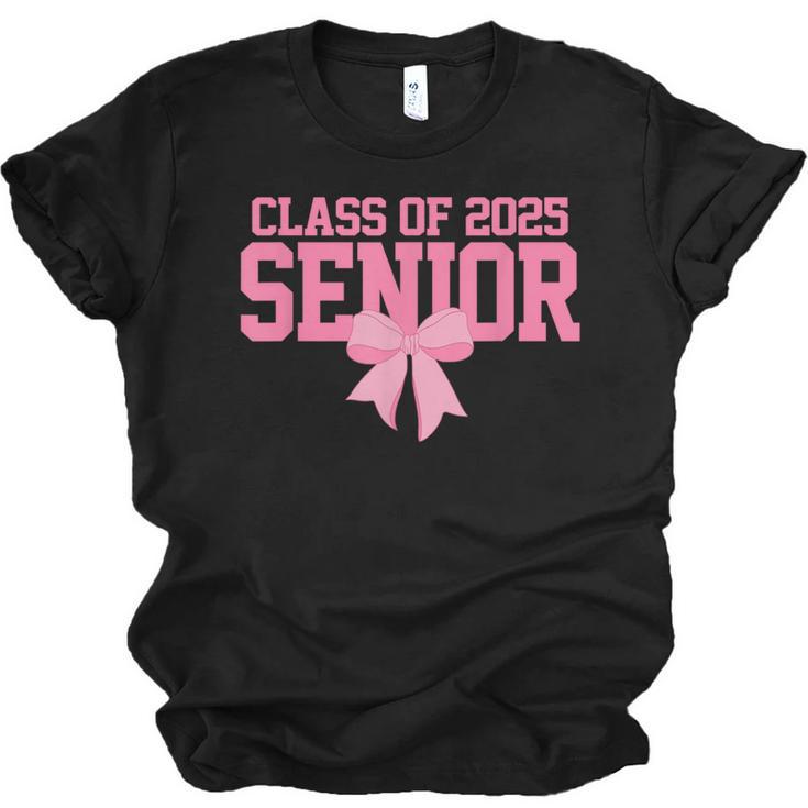 Graduate 2025 Class Of 2025 Senior Coquette Bow Graduation Unisex Jersey T-Shirt