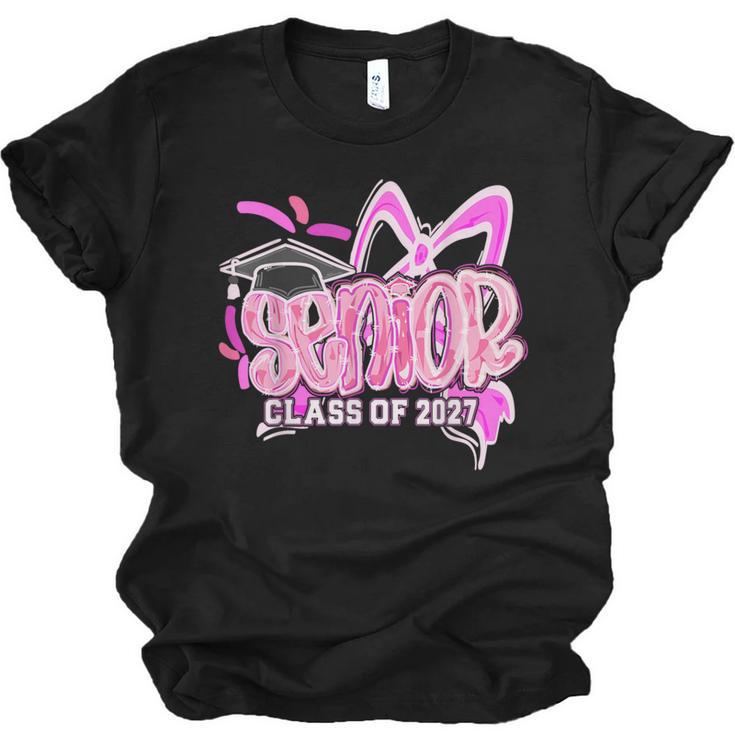 Graduation 2027 Senior 2027 Class Of 2027 Coquette Pink Girl Unisex Jersey T-Shirt