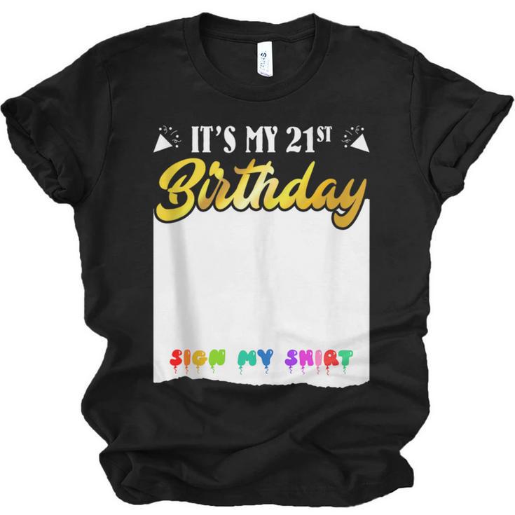 Guestbook My 21st Birthday Sign My Shirt Birthday Party Unisex Jersey T-Shirt