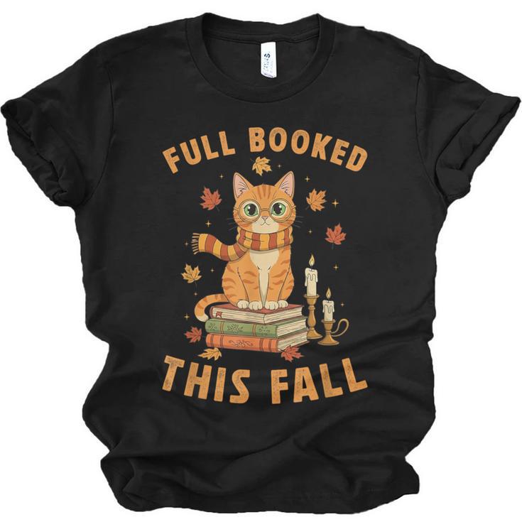 Halloween Fully Booked This Fall Book Ginger Cat Reading Unisex Jersey T-Shirt