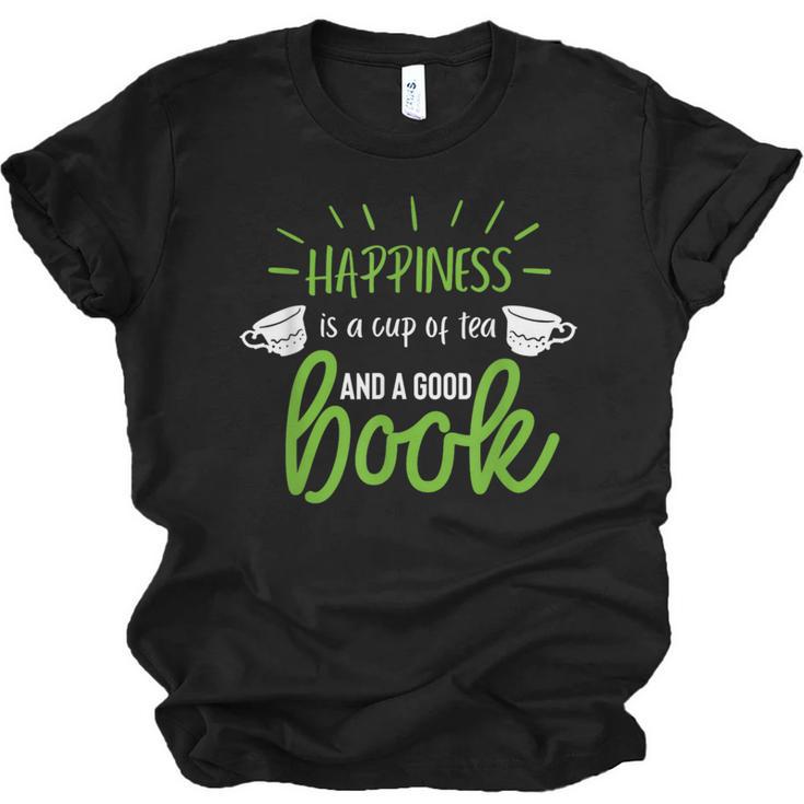Happiness Is a Cup Of Tea And a Good Book Unisex Jersey T-Shirt