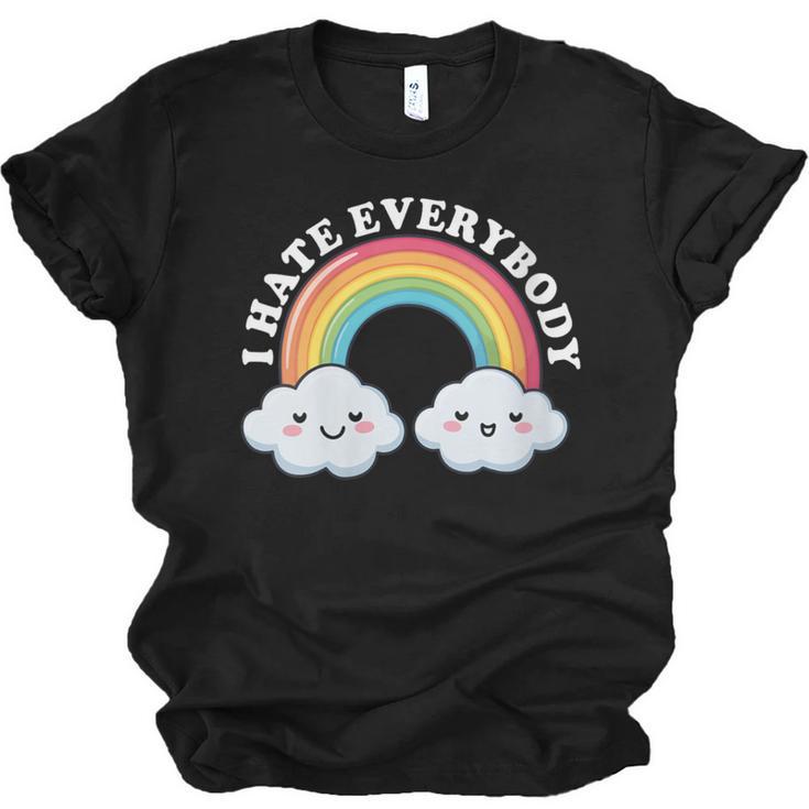I Hate Everybody Rainbow Sarcastic Grumpy Introvert Unisex Jersey T-Shirt