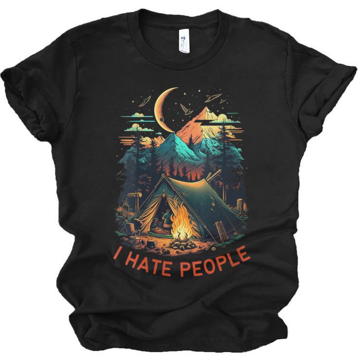 I Hate People Id Rather Be Camping Sarcastic Introvert Unisex Jersey T-Shirt