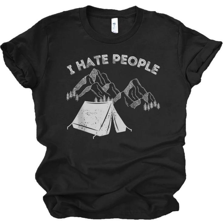 I Hate People Introvert Sarcastic I Love Camping Unisex Jersey T-Shirt