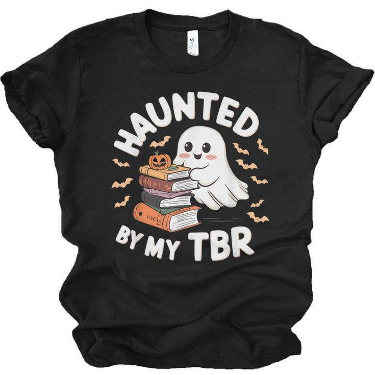 Haunted By My TBR Cute Ghost Book Reading Teacher Halloween Unisex Jersey T-Shirt